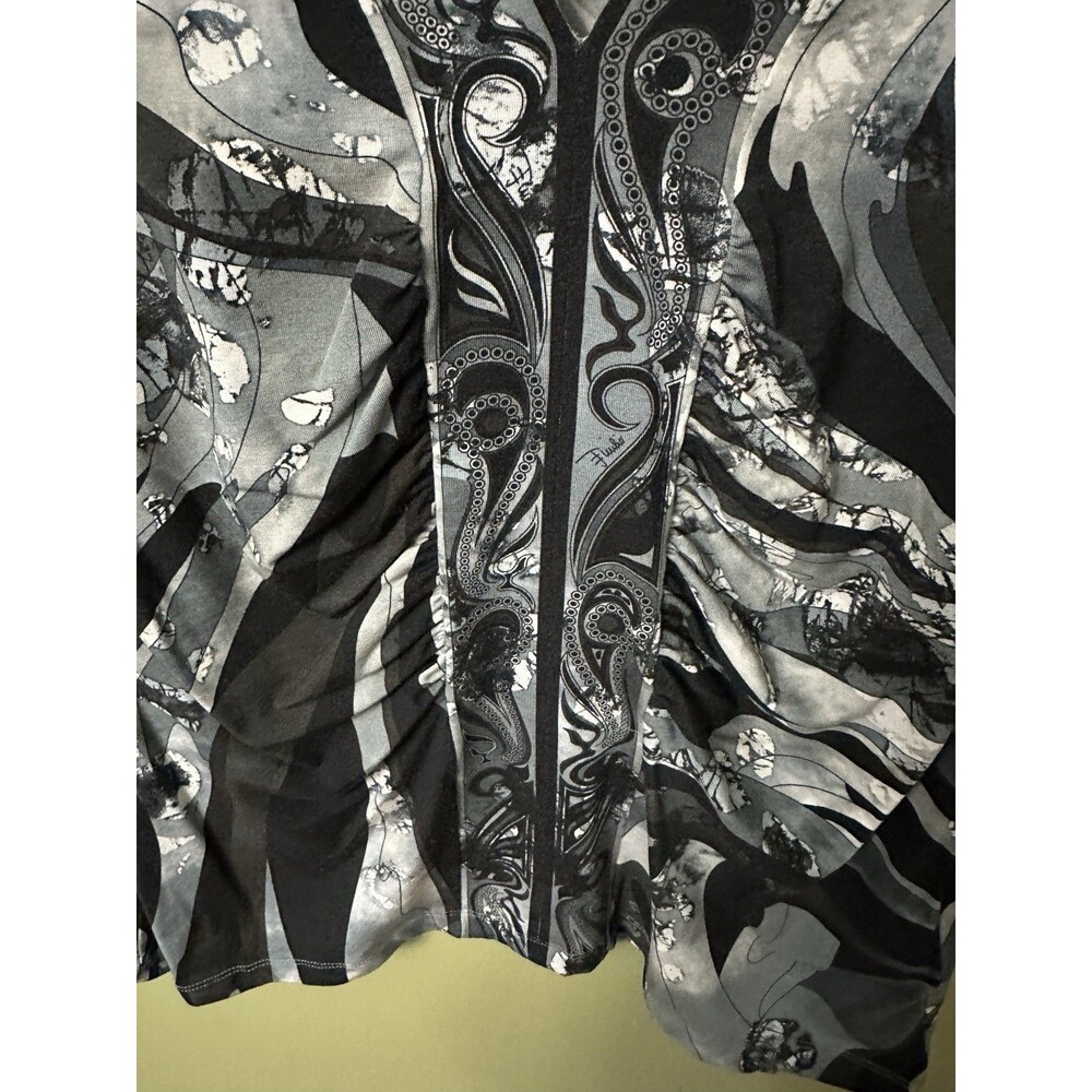Vintage EMILIO PUCCI Black Grey Long Sleeves Top Blouse Shirt Size 12 US - Picture 3 of 13